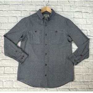 Duluth Denim Button Up‎ Shirt Men’s Medium Blue  Striped Long Sleeve Two Pockets